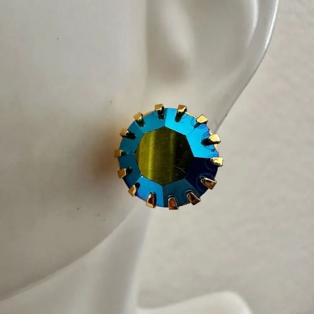 Vintage Aurora Borealis Faceted Round post earrings